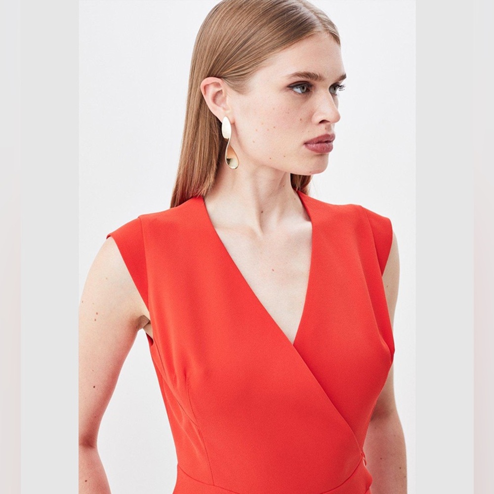 NWOT Karen Millen Tailored Military Pleat Midi Dress. - Picture 9 of 11